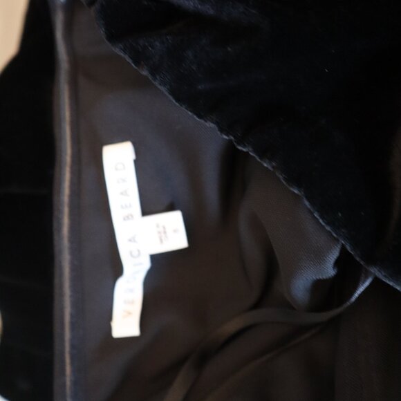 Veronica Beard Palo Dress Black Velvet Asymmetric Strapless Size 8 - Picture 7 of 8